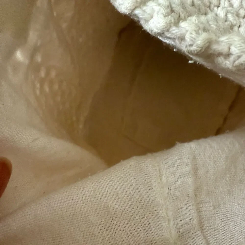 Vintage Cream Off White Shoulder Bag Purse Woven Crochet Country Cottage
